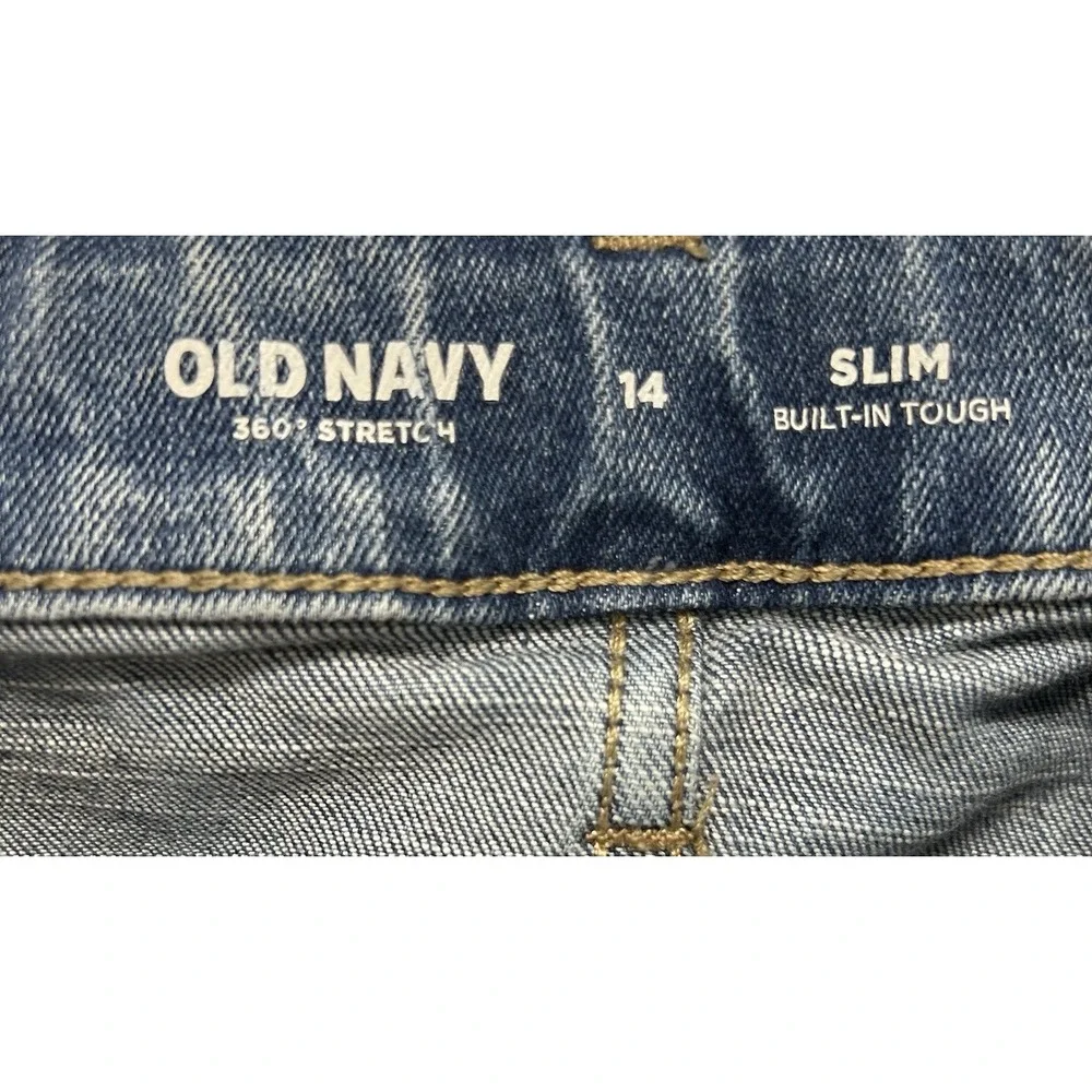 Old Navy Boys Slim Jeans 360 Stretch Built-In Tough Size 14 Blue Denim
